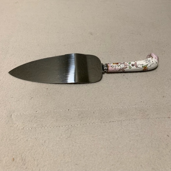 Sheffield England Pie Server Knife Porcelain Handle Vintage Stainless - Picture 3 of 6